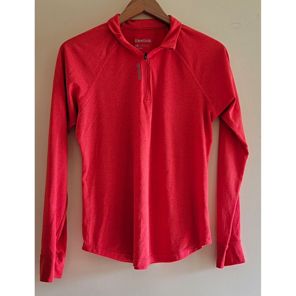 Reebok Speedwick Women's M Red 1/4 Zip Mock Neck Long Sleeve Top